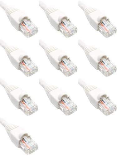 3 Feet Cat6 Ethernet Network Patch Cables White RJ45 m/m (10 Pack)