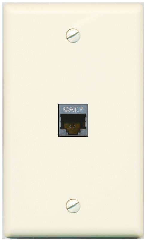 RiteAV 1 Port Cat7 Shielded Ethernet Wall Plate - Flat [Light-Almond]