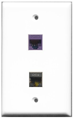 RiteAV - 1 Port Shielded Cat6 1 Port Cat5e Purple Wall Plate - Bracket Included