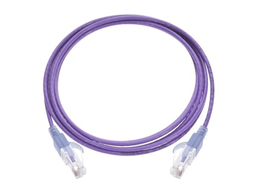 Monoprice Cat6A Ethernet Patch Cable - Snagless RJ45, 550Mhz, 10G, UTP, Pure Bare Copper Wire, 30AWG, 10-Pack, 7 Feet, Purple - SlimRun Series