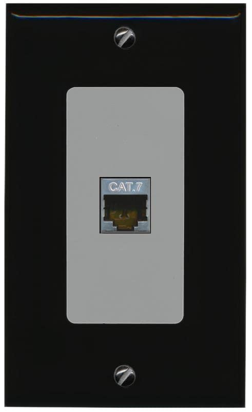 RiteAV 1 Port Cat7 Shielded Ethernet Wall Plate - 1 Gang [Black/Gray]