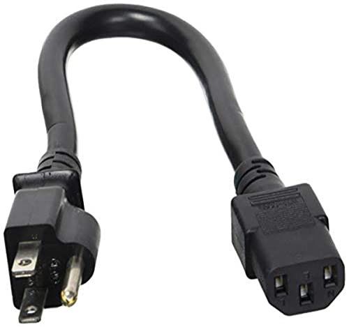 Monoprice 3-Prong Power Cord - 1 Feet - Black (6-Pack) NEMA 5-15P to IEC 60320 C13, 14AWG, 15A, Works with Most Pcs, Monitors, Scanners, and Printers