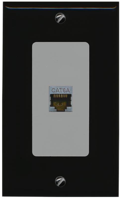 RiteAV 1 Port Cat6A Wall Plate - 1 Gang [Black/Gray]