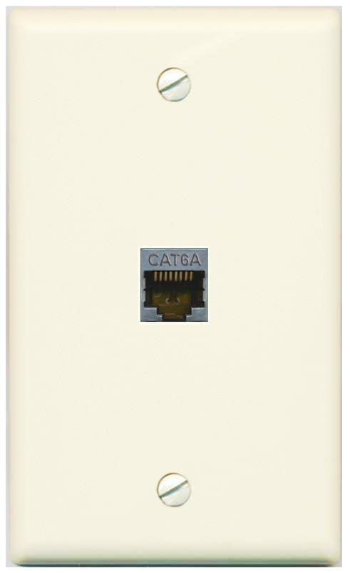 RiteAV 1 Port Cat6A Wall Plate - Flat [Light-Almond]