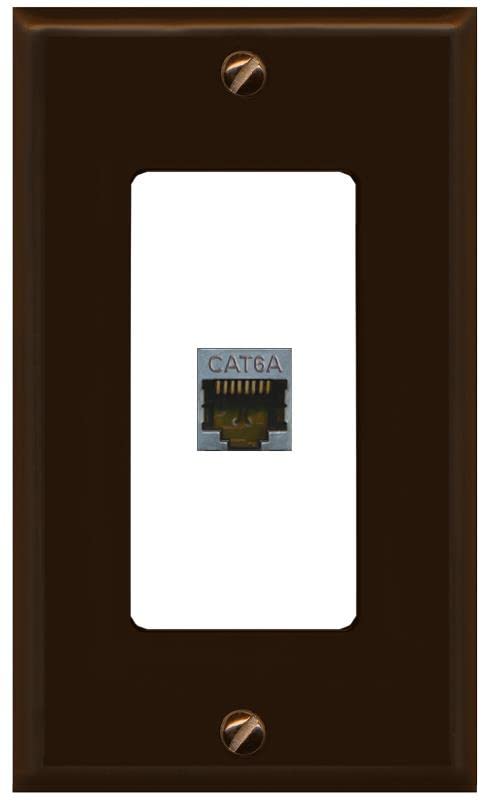 RiteAV 1 Port Cat6A Wall Plate - 1 Gang [Brown/White]