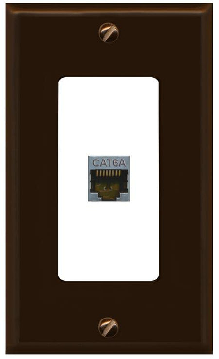 RiteAV 1 Port Cat6A Wall Plate - 1 Gang [Brown/White]