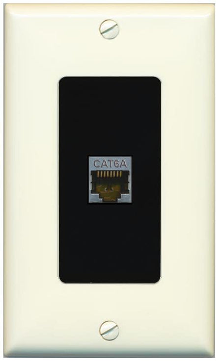 RiteAV 1 Port Cat6A Wall Plate - 1 Gang [Light-Almond/Black]