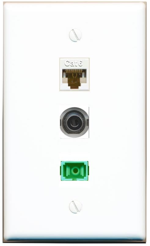 RiteAV - 3-5MM CAT6 SC-APC Singlemode Simplex Wall Plate Flat White