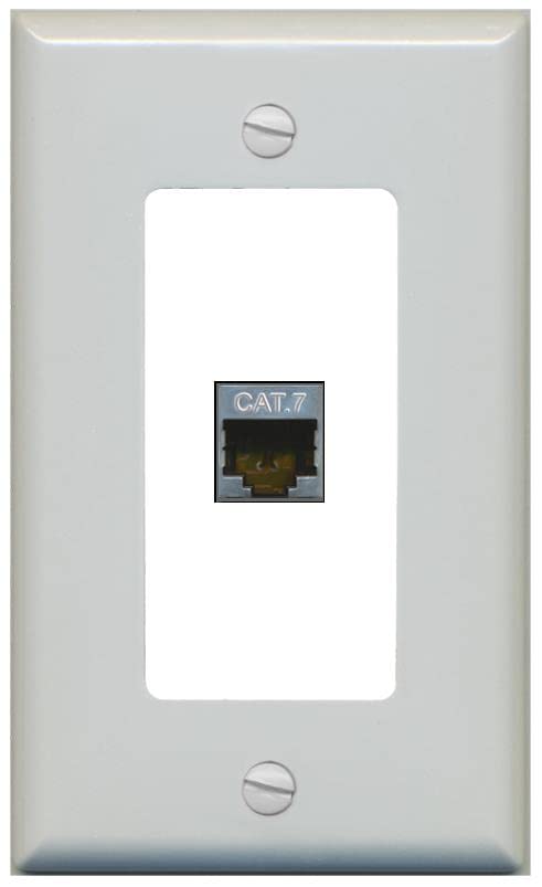 RiteAV 1 Port Cat7 Shielded Ethernet Wall Plate - 1 Gang [Gray/White]