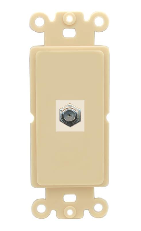 RiteAV 1 Port Coax Cable TV F-Type Wall Plate - Rocker [Ivory/Ivory]