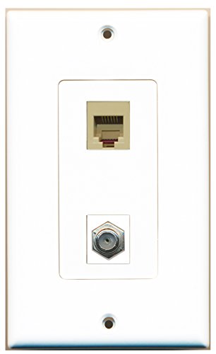 RiteAV 1 Port Coax 1 Port Phone RJ11 RJ12 Beige Type Wall Plate OVERSIZED