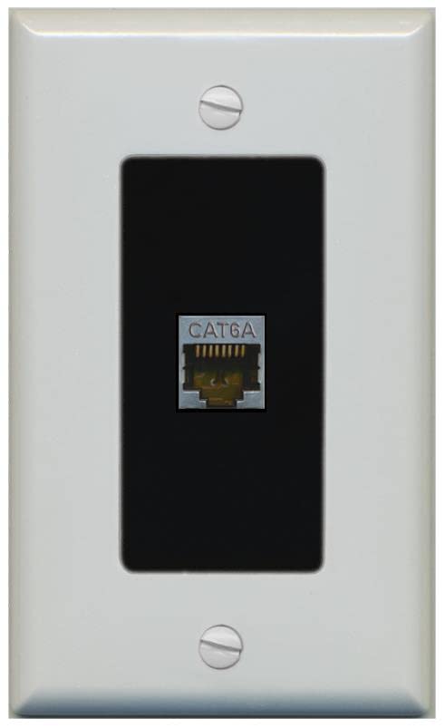RiteAV 1 Port Cat6A Wall Plate - 1 Gang [Gray/Black]