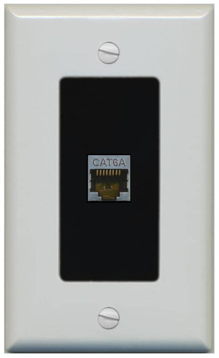 RiteAV 1 Port Cat6A Wall Plate - 1 Gang [Gray/Black]