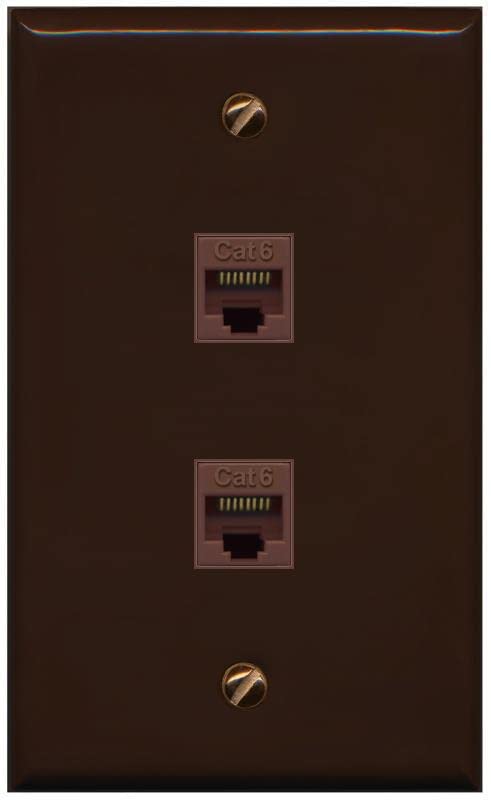 RiteAV 2 Port Cat6 Ethernet Wall Plate - Flat [Brown/Brown]