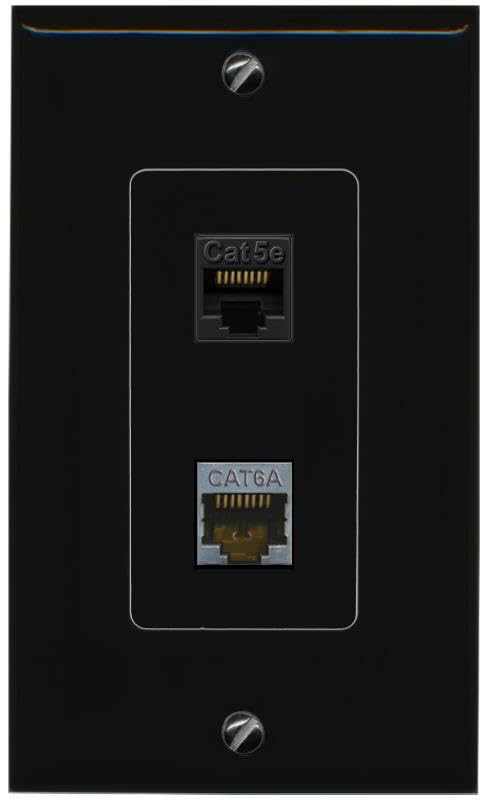 RiteAV CAT5E CAT6A Wall Plate Decorative [Black]