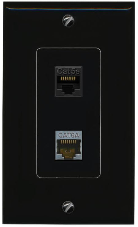 RiteAV CAT5E CAT6A Wall Plate Decorative [Black]