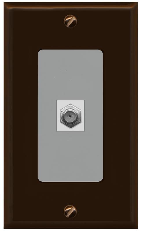 RiteAV 1 Port Coax Cable TV F-Type Wall Plate - 1 Gang [Brown/Gray]