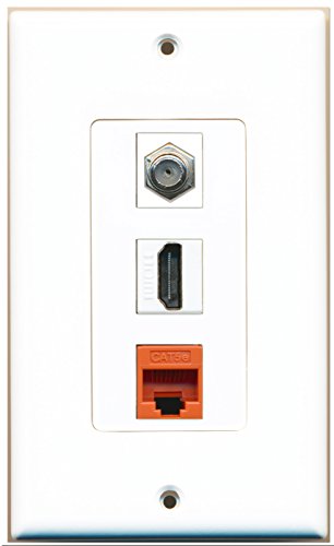 RiteAV 1 Port HDMI 1 Coax Cable TV- F-Type 1 Cat5e Ethernet Orange Wall Plate OVERSIZED