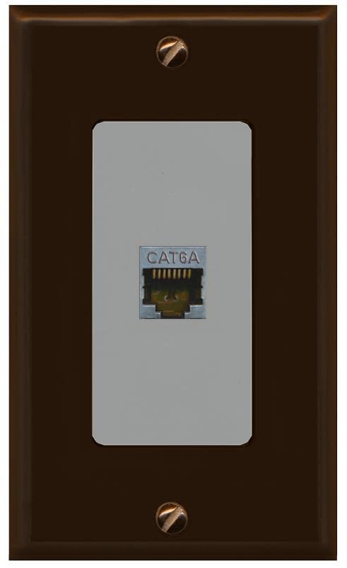 RiteAV 1 Port Cat6A Wall Plate - 1 Gang [Brown/Gray]