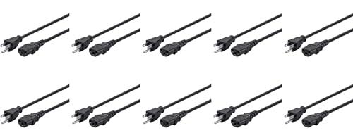 RiteAV 25FT 14AWG Power Cord Cable 3 Conductor PC Power Connector NEMA 5-15P to IEC-320-C13 (10 Pack)