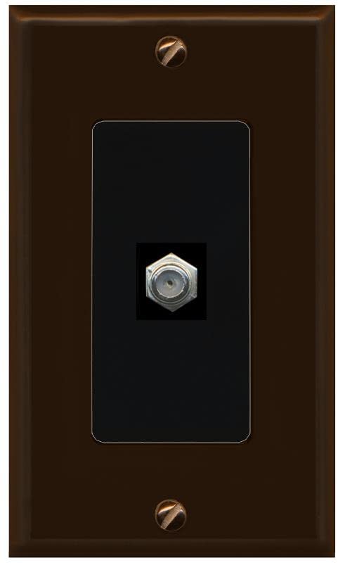 RiteAV 1 Port Coax Cable TV F-Type Wall Plate - 1 Gang [Brown/Black]