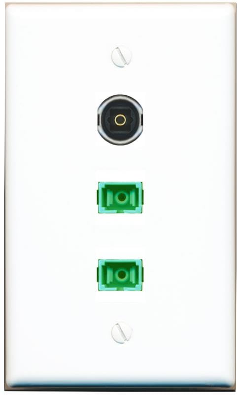 RiteAV - 2 SC-APC Singlemode Simplex TOSLINK Wall Plate Flat White