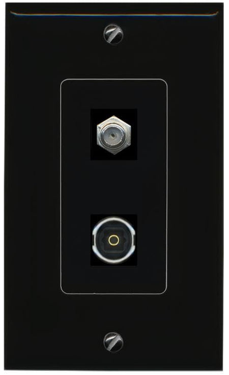 RiteAV Coax TOSLINK Wall Plate Decorative [Black]