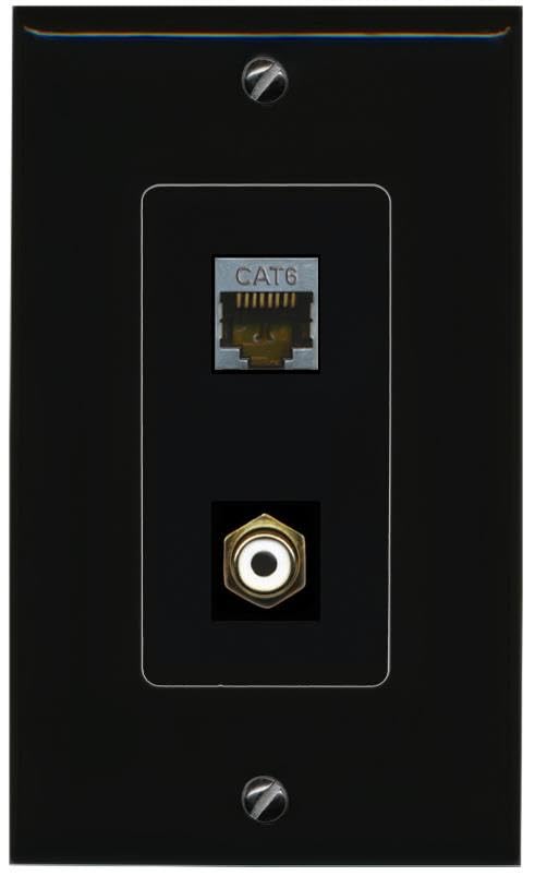 RiteAV CAT6-SHIELDED RCA-White Wall Plate Decorative [Black]