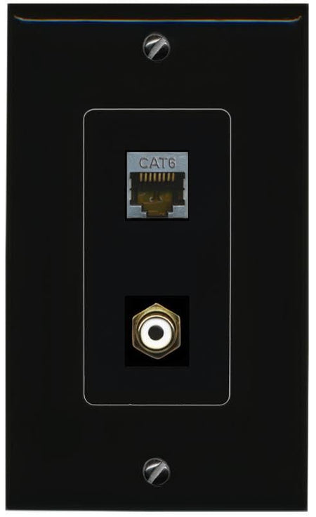 RiteAV CAT6-SHIELDED RCA-White Wall Plate Decorative [Black]