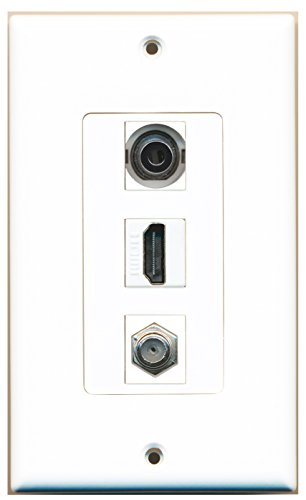 RiteAV 1 Port HDMI 1 Coax Cable TV- F-Type 1 3.5mm Wall Plate OVERSIZED