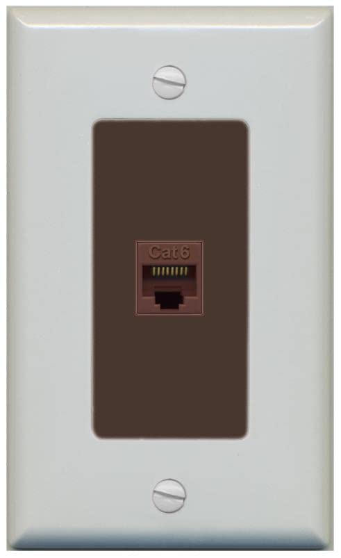 RiteAV 1 Port Cat6 Ethernet Wall Plate Female-Female - 1 Gang [Gray/Brown]