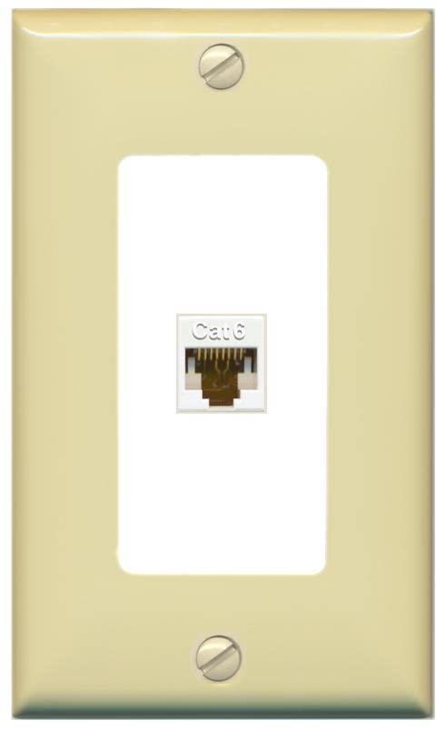 RiteAV 1 Port Cat6 Ethernet Wall Plate Female-Female - 1 Gang [Ivory/White]