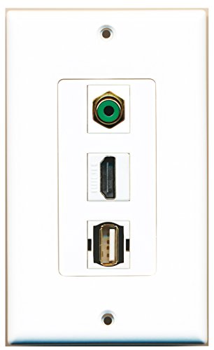 RiteAV 1 Port HDMI 1 Port RCA Green 1 Port USB A-A Wall Plate OVERSIZED
