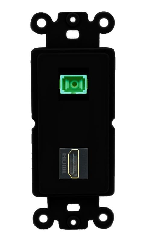 RiteAV 1 Port Fiber Optic Jack SC Simplex APC + HDMI Wall Plate-Rocker Black/Black