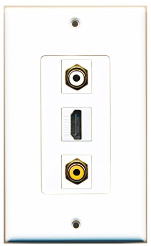 RiteAV 1 Port HDMI 1 RCA White 1 RCA Yellow Wall Plate OVERSIZED