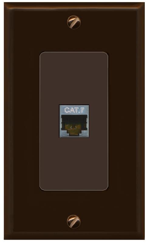 RiteAV 1 Port Cat7 Shielded Ethernet Wall Plate - 1 Gang [Brown/Brown]