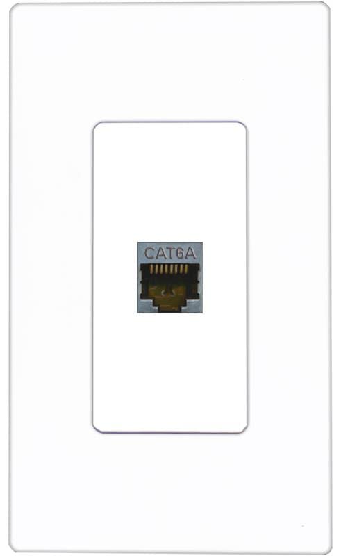RiteAV 1 Port Cat6A Wall Plate - 1 Gang [Screwless White]