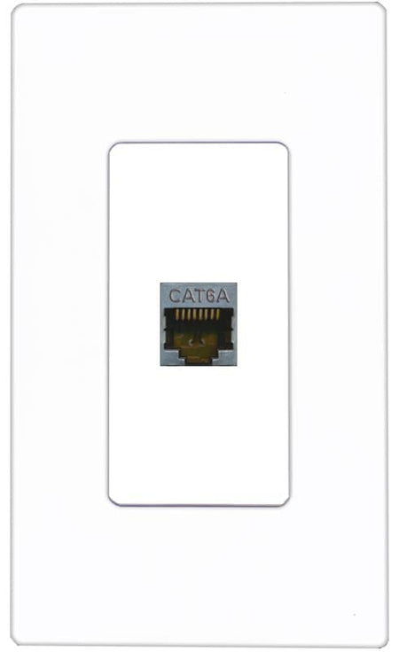 RiteAV 1 Port Cat6A Wall Plate - 1 Gang [Screwless White]