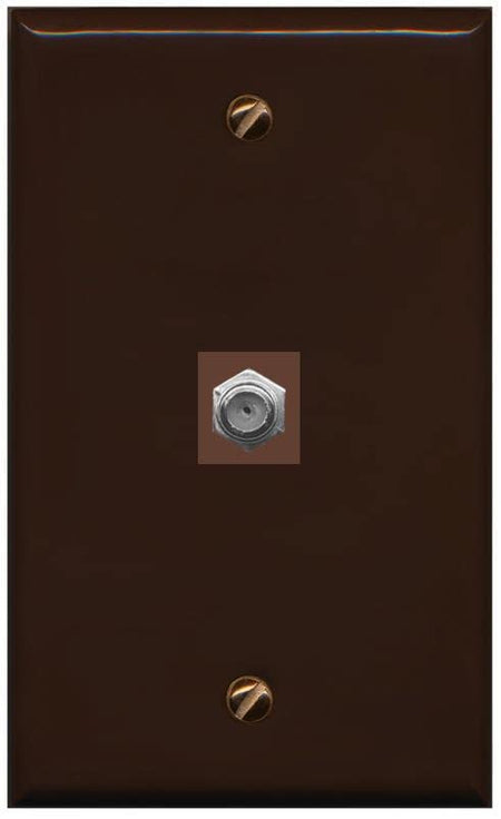 RiteAV 1 Port Coax Cable TV F-Type Wall Plate - Flat [Brown/Brown]