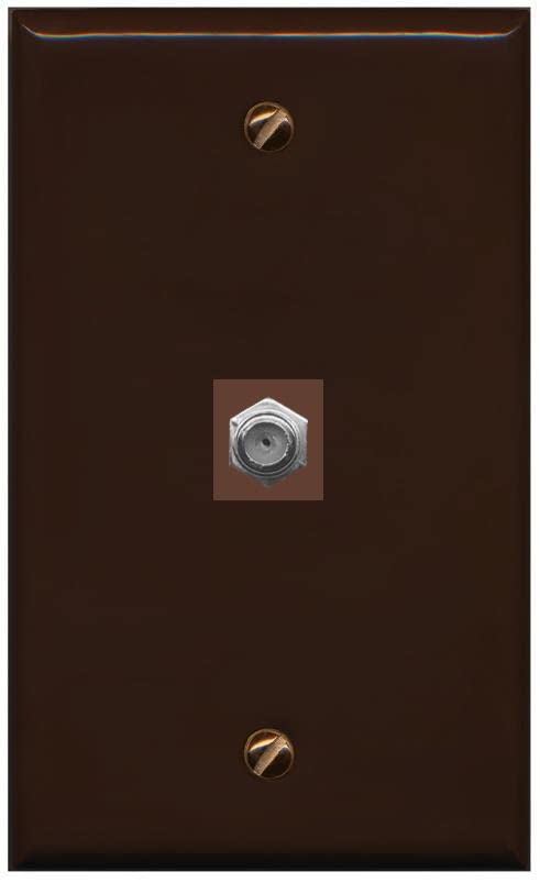 RiteAV 1 Port Coax Cable TV F-Type Wall Plate - Flat [Brown/Brown]