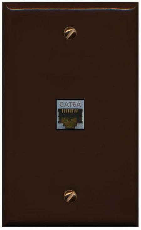 RiteAV 1 Port Cat6A Wall Plate - Flat [Brown/Brown]