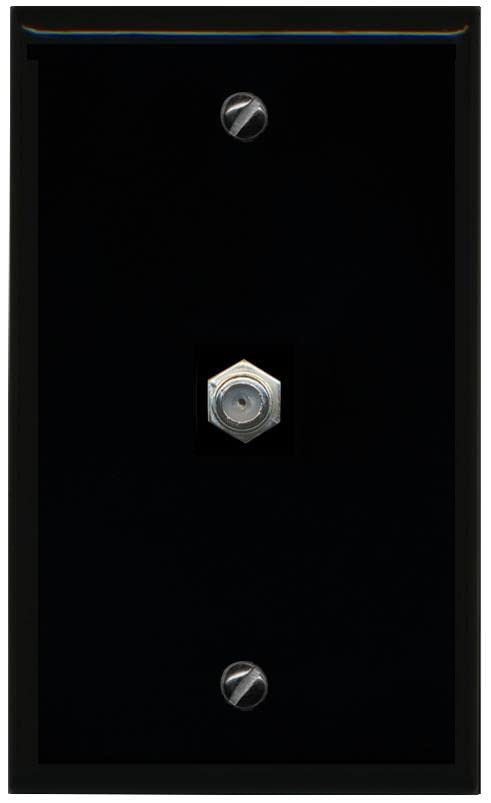 RiteAV 1 Port Coax Cable TV F-Type Wall Plate - Flat [Black/Black]
