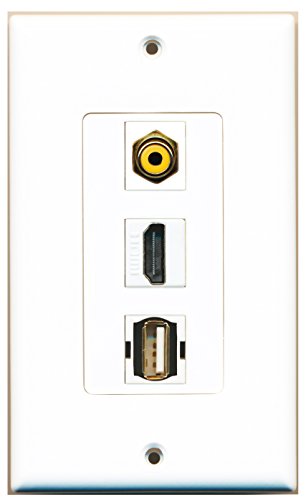 RiteAV 1 Port HDMI 1 Port RCA Yellow 1 Port USB A-A Wall Plate OVERSIZED