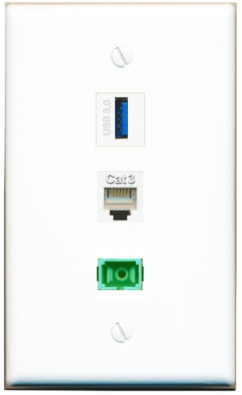 RiteAV - PHONE SC-APC Singlemode Simplex USB-3 Wall Plate Flat White