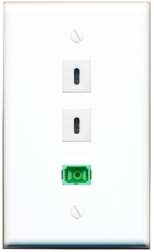 RiteAV - SC-APC Singlemode Simplex 2 USBC Wall Plate Flat White