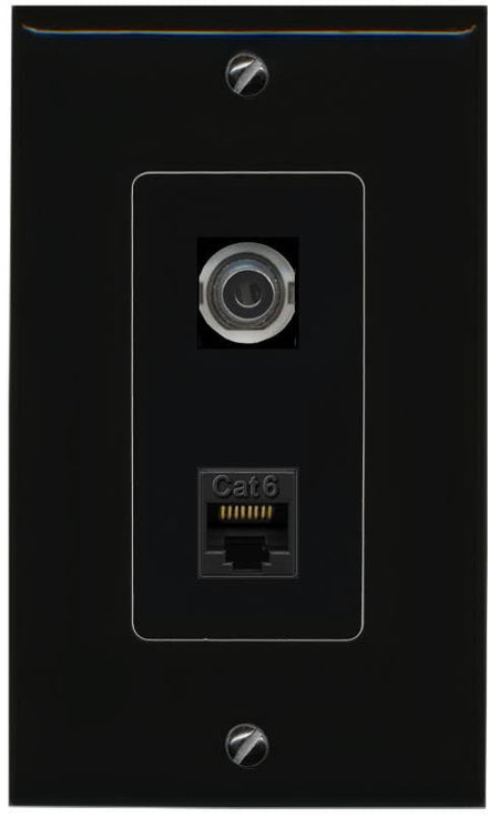 RiteAV 3.5mm CAT6 Wall Plate Decorative [Black]