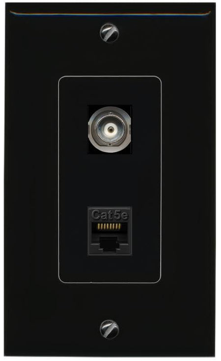 RiteAV BNC CAT5E Wall Plate Decorative [Black]