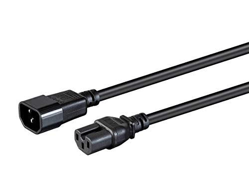 RIteAV - Heavy Duty Power Cable - IEC 60320 C14 to IEC 60320 C15, 15 Amp, 1875 Watt, 125 Volt, 14AWG, 6 Feet, Black