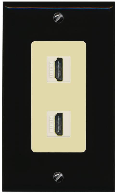 RiteAV HDMI Wall Plate 2 Port - 1 Gang [Black/Ivory]
