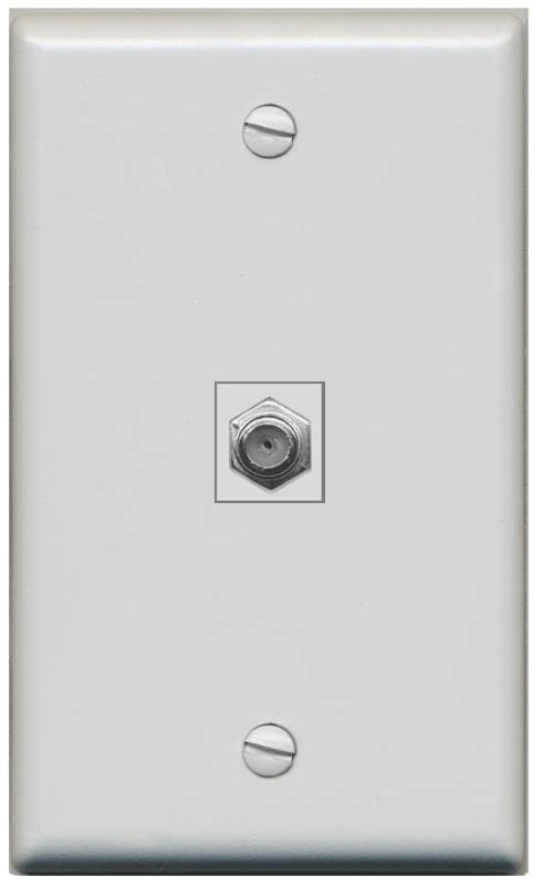 RiteAV 1 Port Coax Cable TV F-Type Wall Plate - Flat [Gray/Gray]